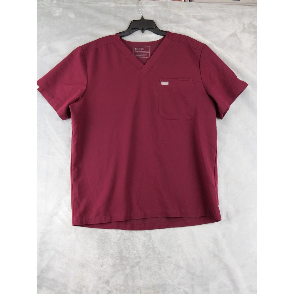 FIGS Scrub Top XL Mens Burgundy V-Neck Short Sleeve PO#1645